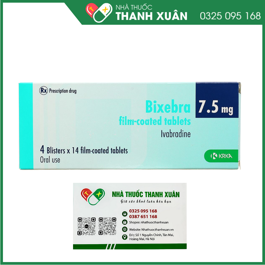 Bixebra 7.5 mg điều trị triệu chứng đau thắt ngực ổn định mạn tính, suy tim mạn tính